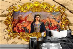 تصویر 3 از گالری عکس پوستر دیواری سه بعدی نقاشی قاجاری در قاب طلایی