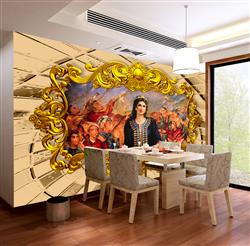 تصویر 7 از گالری عکس پوستر دیواری سه بعدی نقاشی قاجاری در قاب طلایی