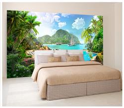 تصویر 4 از گالری عکس پوستر دیواری سه بعدی منظره دریا و جنگل زیبا