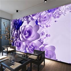 تصویر 2 از گالری عکس پوستر دیوار سه بعدی گل های بنفش زیبا