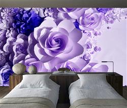 تصویر 3 از گالری عکس پوستر دیوار سه بعدی گل های بنفش زیبا