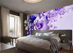 تصویر 4 از گالری عکس پوستر دیوار سه بعدی گل های بنفش زیبا