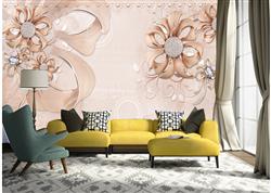 تصویر 7 از گالری عکس پوستر دیواری سه بعدی گل های هلندی بژ در پس زمینه بژ