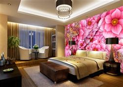 تصویر 3 از گالری عکس پوستر دیواری سه بعدی گل های صورتی زیبا و پروانه