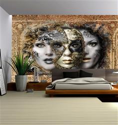 تصویر 4 از گالری عکس پوستر دیواری سه بعدی ماسک بر چهره دو زن زیبا