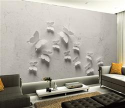 تصویر 3 از گالری عکس پوستر دیواری سه بعدی پروانه های سفید فانتزی