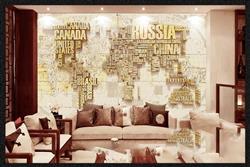 تصویر 4 از گالری عکس نقشه جهان طلایی برجسته نام کشورها قدیمی طرح پوستر دیواری
