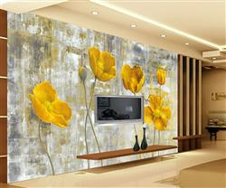 تصویر 2 از گالری عکس گلهای زرد و طلایی در پس زمینه گرانج طرح تابلو و پوستر دیواری زیبا