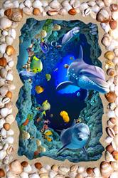 تصویر 1 از گالری عکس دریا و دلفین با موجودات آبزی طرح کفپوش سه بعدی