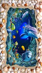 تصویر 2 از گالری عکس دریا و دلفین با موجودات آبزی طرح کفپوش سه بعدی