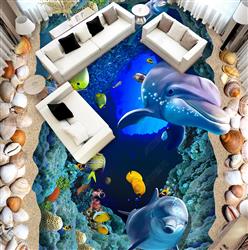 تصویر 5 از گالری عکس دریا و دلفین با موجودات آبزی طرح کفپوش سه بعدی