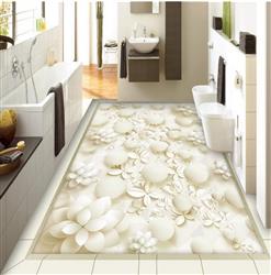 تصویر 3 از گالری عکس طرح برجسته سفید گل های نیلوفر کفپوش سه بعدی