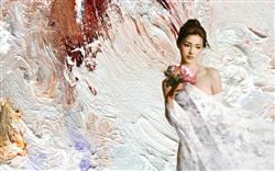 تصویر 1 از گالری عکس عروس زیبا و بافت سنگ مرمر لوکس طرح پوستر دیواری زیبا