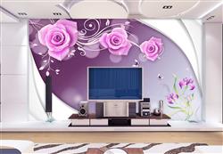 تصویر 2 از گالری عکس گل های صورتی طرح سه بعدی بنفش پوستر دیواری
