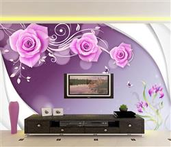 تصویر 4 از گالری عکس گل های صورتی طرح سه بعدی بنفش پوستر دیواری