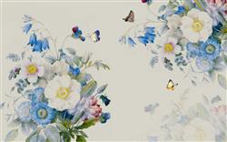 تصویر 1 از گالری عکس نقاشی گلهای رنگی زیبا و پروانه ها پوستر دیواری جذاب