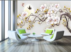 تصویر 2 از گالری عکس شاخه پر شکوفه و ماه پوستر دیواری برجسته