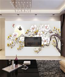 تصویر 3 از گالری عکس شاخه پر شکوفه و ماه پوستر دیواری برجسته