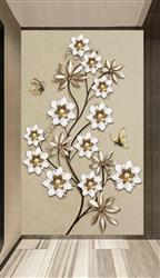 تصویر 2 از گالری عکس شکوفه های فانتزی زیبا و پروانه طراحی لوکس برای پوستر دیواری عمودی