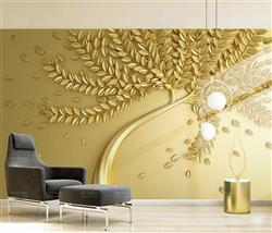 تصویر 2 از گالری عکس درخت طلایی حکاکی برگ پوستر دیواری