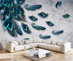 تصویر 4 از گالری عکس پر های آبی طاووس پوستر دیواری سه بعدی