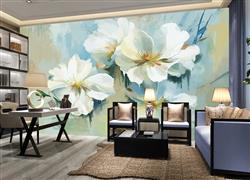 تصویر 2 از گالری عکس گلهای سفید سه بعدی پوستر دیواری