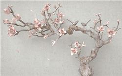 تصویر 1 از گالری عکس درخت و شکوفه های صورتی پرندگان پوستر دیواری سه بعدی