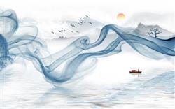 تصویر 1 از گالری عکس طرح ابر و باد آبی پوستر دیواری سه بعدی