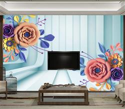 تصویر 2 از گالری عکس گل و شاخه های رنگارنگ پس زمینه خط های عمق دار