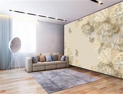 تصویر 3 از گالری عکس گلها پروانه های کرم پوستر دیواری سه بعدی