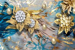 تصویر 1 از گالری عکس درخت انگور طلایی و گل پوستر دیواری سه بعدی