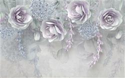 تصویر 1 از گالری عکس گلهای بنفش ملایم پس زمینه روشن پوستر دیواری سه بعدی