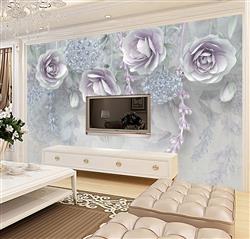تصویر 3 از گالری عکس گلهای بنفش ملایم پس زمینه روشن پوستر دیواری سه بعدی