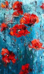 تصویر 1 از گالری عکس گل های قرمز زیبا در زمینه آبی