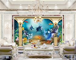 تصویر 2 از گالری عکس ستون های طلایی پری دریایی اقیانوس پوستر دیواری