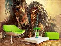 تصویر 2 از گالری عکس نقاشی دختر سرخپوست و اسب