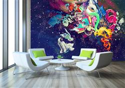 تصویر 2 از گالری عکس پوستر دیواری اشکال رنگی در فضا سه بعدی