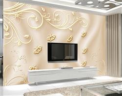 تصویر 3 از گالری عکس پروانه های طلایی پس زمینه روشن پوستر دیواری سه بعدی
