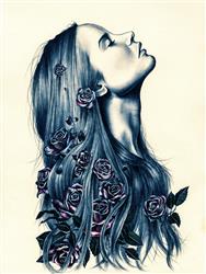 تصویر 1 از گالری عکس زن زیبا با گل های رز روی موهایش