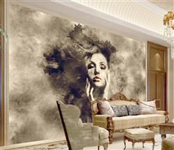 تصویر 2 از گالری عکس دختر زیبا زمینه ابر و باد پوستر دیواری