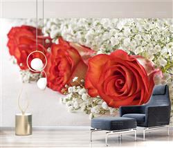 تصویر 2 از گالری عکس رزهای قرمز و گل های ریز سفید