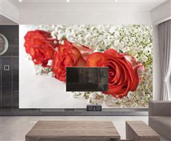 تصویر 3 از گالری عکس رزهای قرمز و گل های ریز سفید