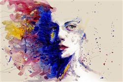 تصویر 1 از گالری عکس زن غمگین نقاشی انتزاعی رنگارنگ