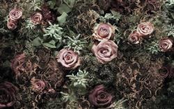 تصویر 1 از گالری عکس بوته گلهای صورتی برگهای سبز پوستر دیواری سه بعدی
