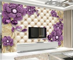 تصویر 3 از گالری عکس گلهای بنفش الماس پس زمینه چستر پوستر دیواری سه بعدی