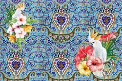 تصویر 1 از گالری عکس طوطی سفید پس زمینه آبی فروزه ای ایرانی پوستر دیواری سه بعدی