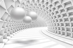 تصویر 1 از گالری عکس تونل سه بعدی گوی های سفید پوستر دیواری
