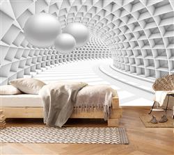 تصویر 5 از گالری عکس تونل سه بعدی گوی های سفید پوستر دیواری