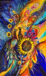 تصویر 1 از گالری عکس طاووس ها و گل های آفتابگردان