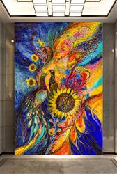 تصویر 2 از گالری عکس طاووس ها و گل های آفتابگردان